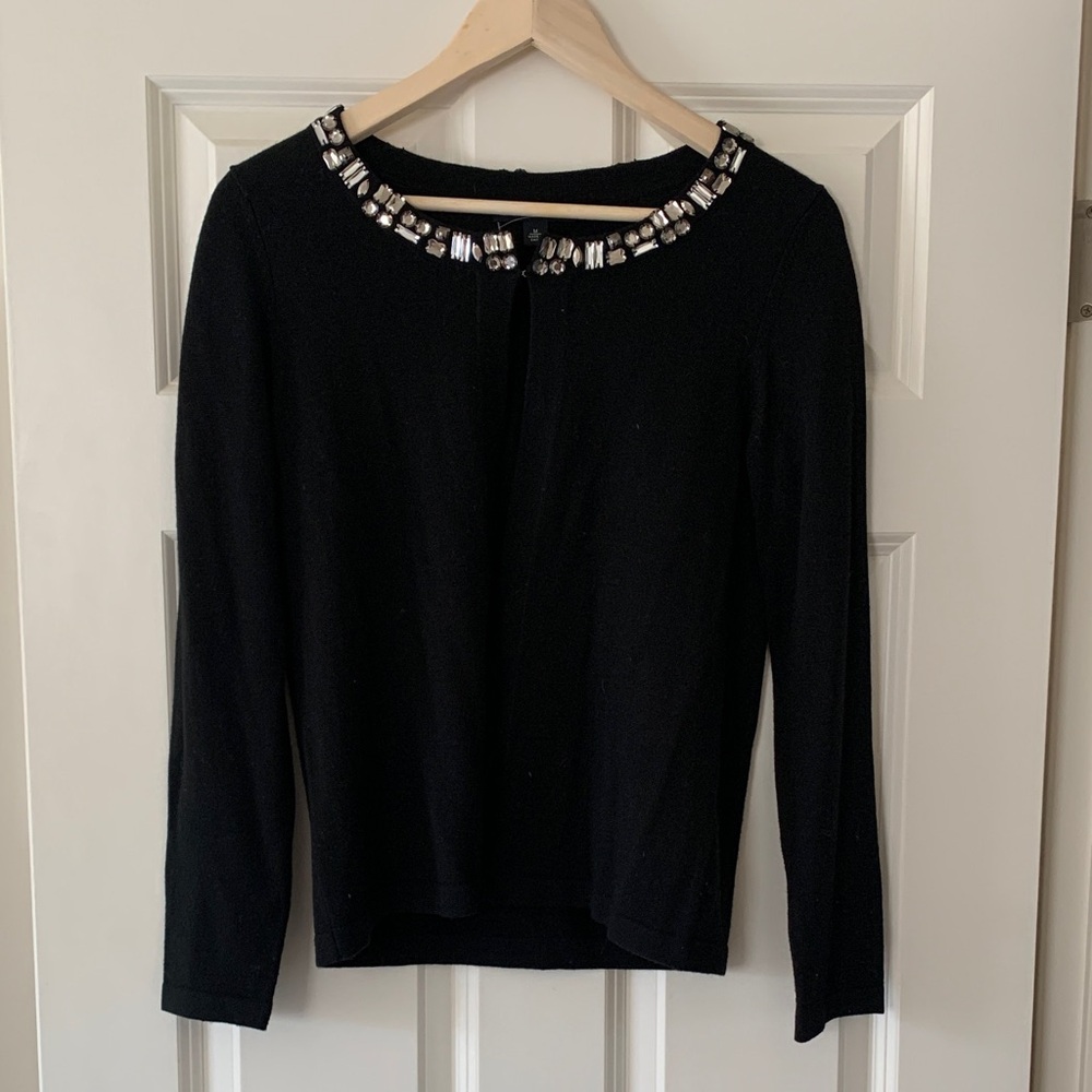 Banana Republic Black Cardigan with Embellished Neckline